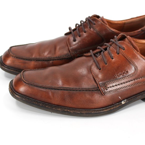 Ecco Brown Leather Lace Tie Almond Toe Derby 47 US 13.5 Wide Oxford Dress Shoes main image 7
